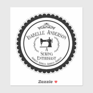 Sticker Coudre l'enthousiaste noir blanc
