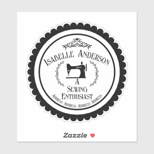 Sticker Coudre l'enthousiaste noir blanc (Feuille)