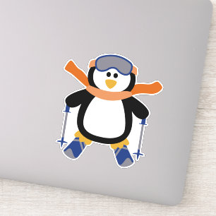 Sticker Couleur de Noël du Ski de Pingouin