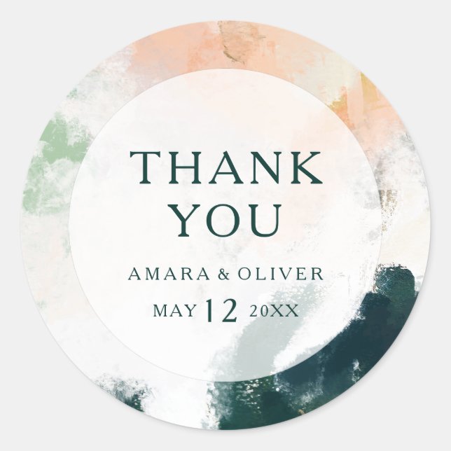 Sticker couleur Merci Abstrait mariage Favor (Devant)