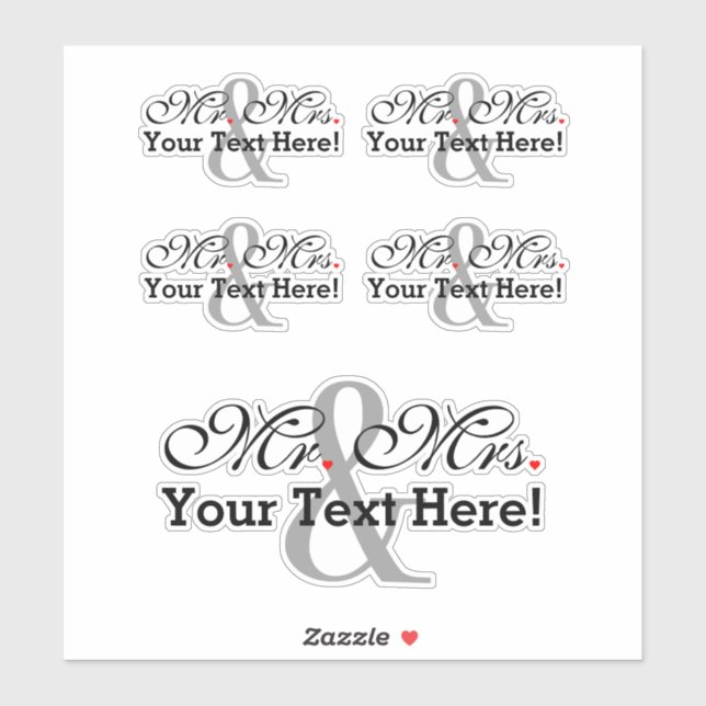 Sticker Couleur personnalisée Mr et Mrs Plus (Feuille)