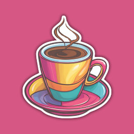Sticker Coupe colorée avec café noir étanche