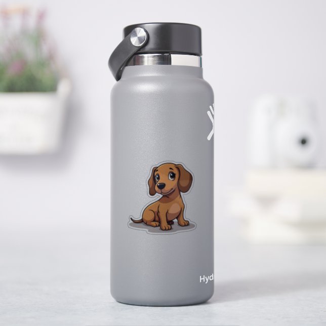 Sticker Coupe De Charme, Adorable Dachshund Kawaii, Petit (HydroFlask)