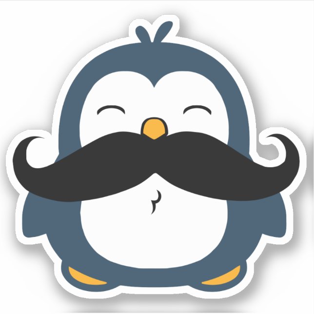 Sticker Coupe de Contour de Pingouin Moustache (Devant)