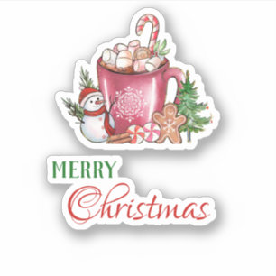 Sticker Coupe de mûre Bleue Neige Joyeux Noël Joyeux Joyeu