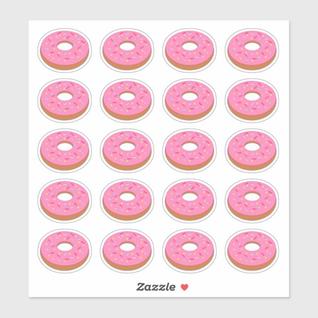 Sticker Coupe graphique de beigne glacée rose (Feuille)