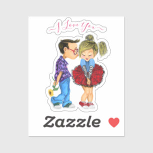 Sticker Couple avec Texte - Je t'aime