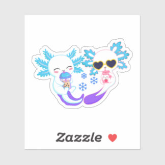 Sticker Couple de Axolotl d'Hiver Adorables
