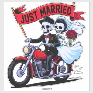 Sticker Couple de motards gothiques juste marié