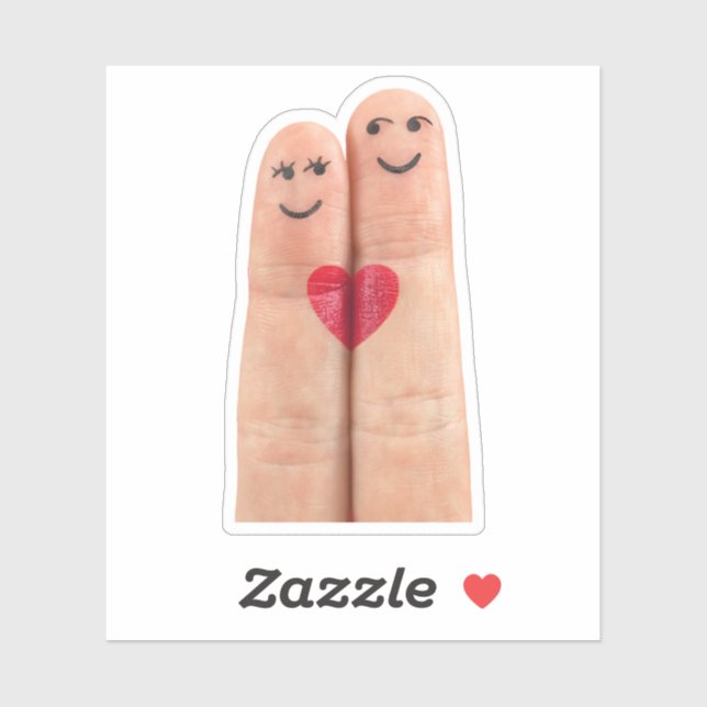 Sticker Couple du coeur du doigt (Feuille)