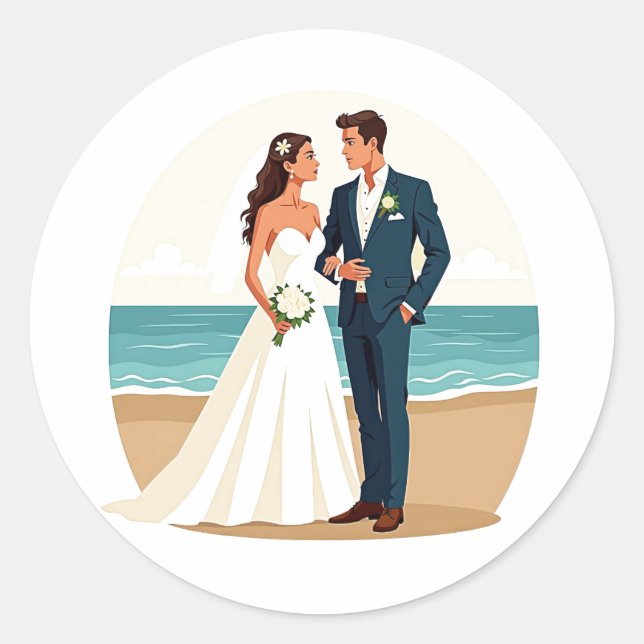 Sticker couple mariage plage (Devant)