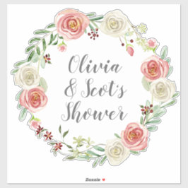 Sticker Couples Fête des mariées Aquarelle Florale Wreath