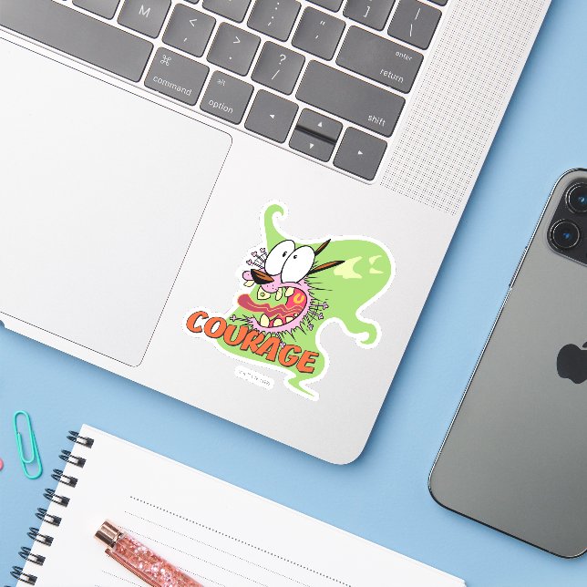 Sticker Courage du chien lâché | Graphique fantôme (Ordinateur portable avec iPhone)