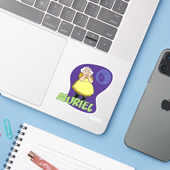 Sticker Courage du chien lâché | Muriel Graphic (Ordinateur portable avec iPhone)