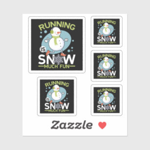Sticker Coureur d'hiver - Courir est neige beaucoup amusan