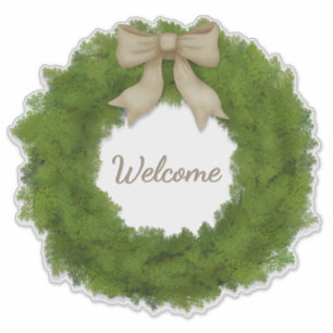 Sticker Couronne Cypress verte avec Bow Nom personnalisé o