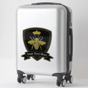 Sticker Couronne d'abeille d'or votre texte