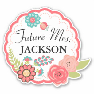 Sticker Couronne de fleurs personnalisée Future Mme