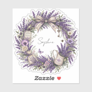 Sticker couronne de lavande personnalisée vintage provence