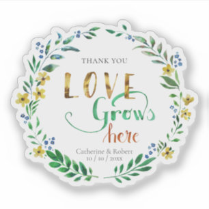 Sticker Couronne florale à l'aquarelle Merci