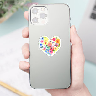 Sticker Couronne florale cœur pastel aquarelle  