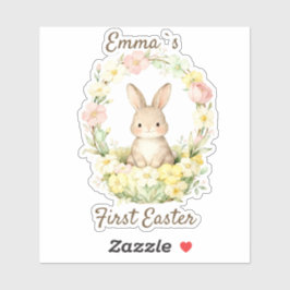 Sticker Couronne florale vintage de mon premier lapin de P