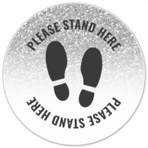 Sticker Covid S'Il Vous Plaît Rester Ici Distancing Silver