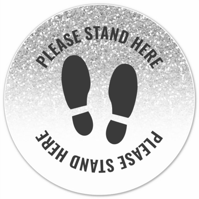 Sticker Covid S'Il Vous Plaît Rester Ici Distancing Silver (Devant)