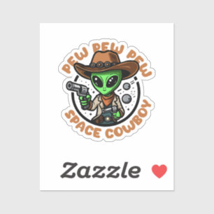 Sticker Cow-boy de l'espace drôle d'alien