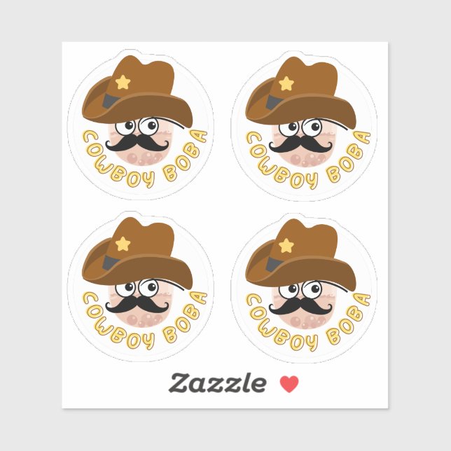 Sticker Cowboy Boba- Pack de 4 (Feuille)