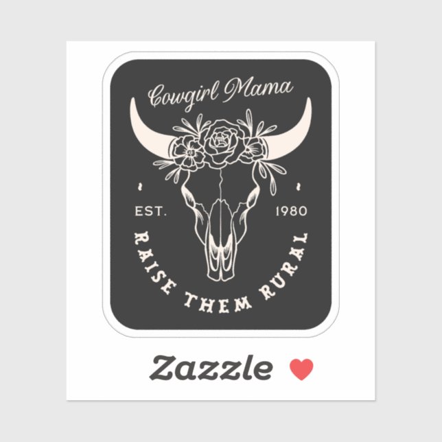 Sticker Cowgirl country maman sombre western gothique esth (Feuille)