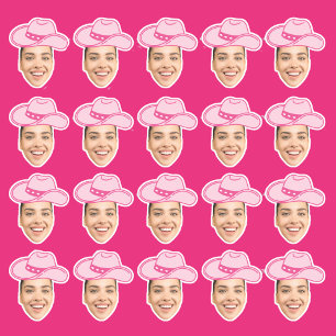Sticker Cowgirl disco rose avec visage de mariée personnal