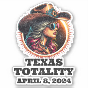 Sticker Cowgirl Total Solar Eclipse 4.08.2024 Texas