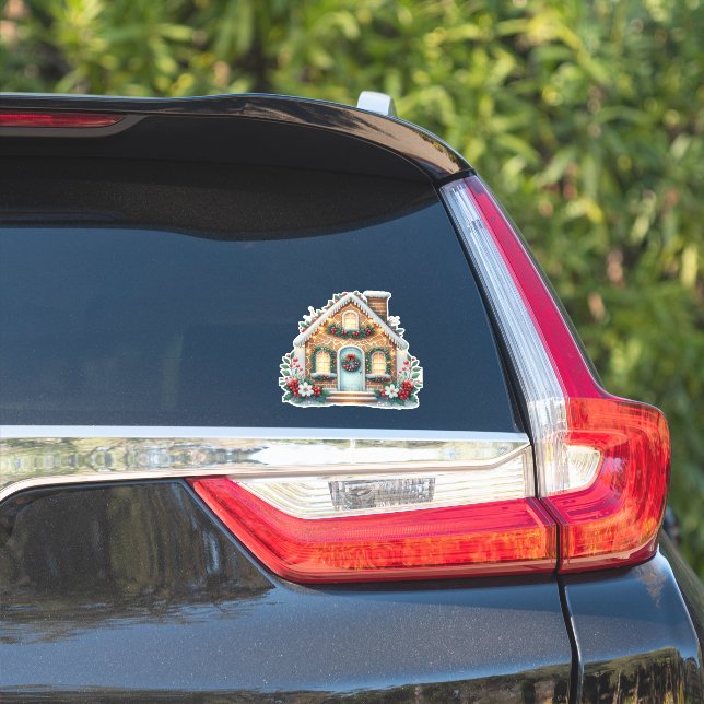 Sticker Cozy Gingerbread House Holiday Illustration (Côté voiture)