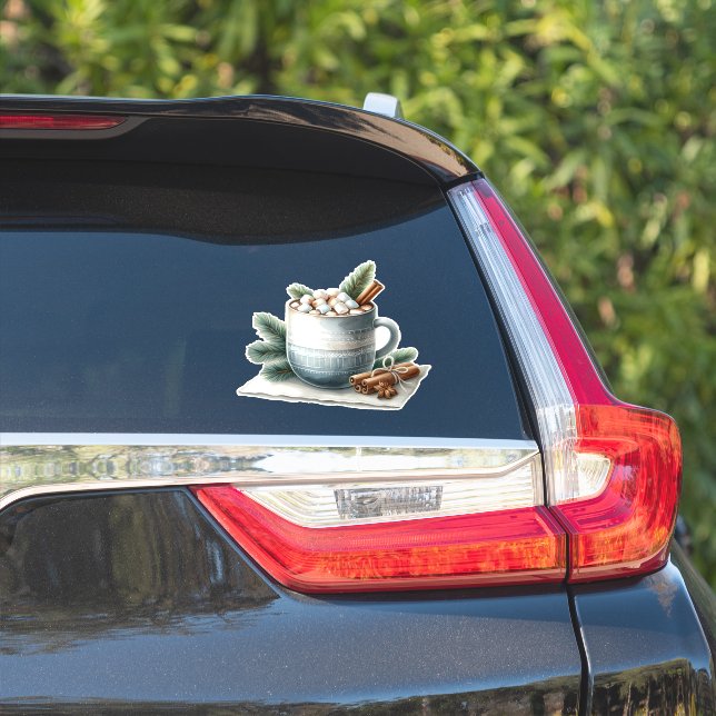 Sticker Cozy Winter Cocoa Marshmallow Mug Scene (Côté voiture)