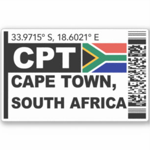 Sticker CPT Carte d'embarquement du Cap - Voyage en Afriqu