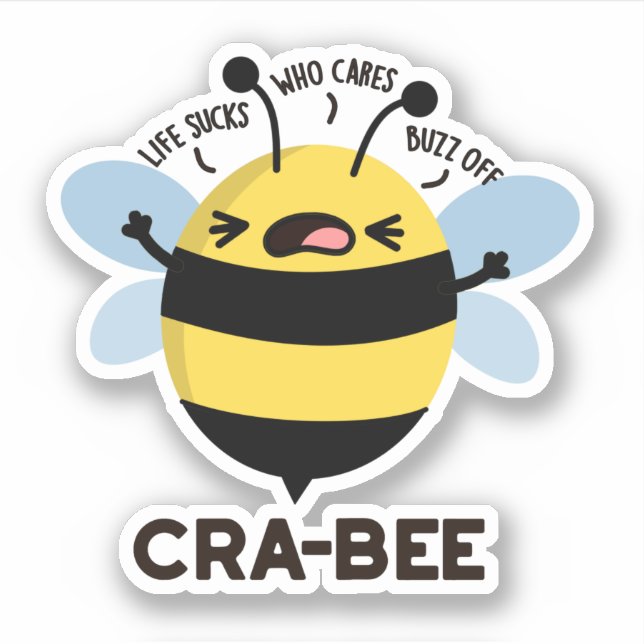 Sticker Cra-bee Funny Crabby Bee Pun (Devant)