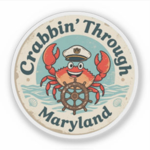 Sticker Crabbin’ Through Maryland_ Œuvres d'art côtières v