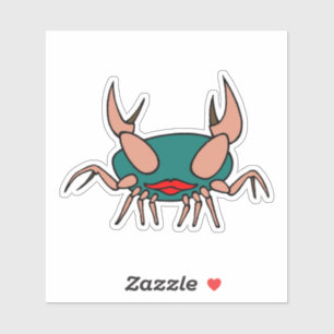 Sticker Crabe bleu-vert avec des lèvres