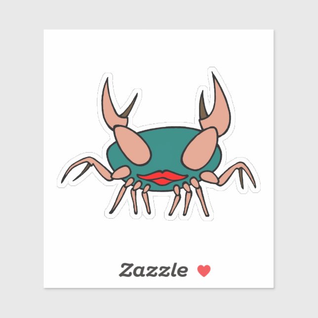 Sticker Crabe bleu-vert avec des lèvres (Feuille)