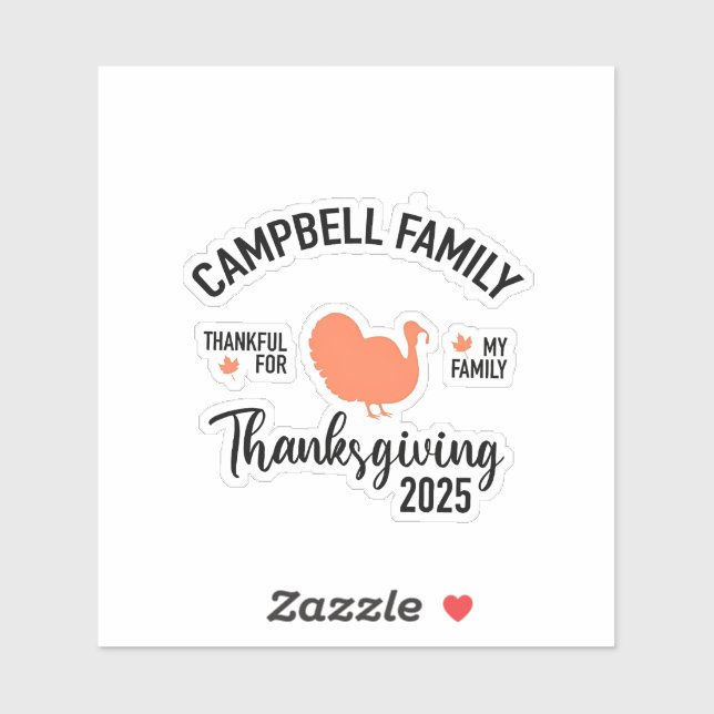 Sticker Crampbell Family 2025 Thanksgiving diner Turquie (Feuille)