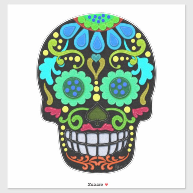 Sticker Crâne à sucre | Fête des Morts | Grand (Feuille)