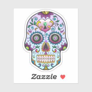 Sticker Crâne à sucre fleuri coloré no.3