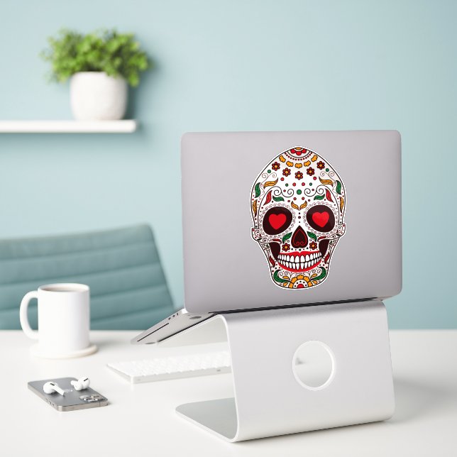 Sticker Crâne de Calavera (Ordinateur portable sur le bureau)