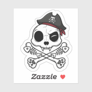 Sticker Crâne de chat et os croisés - Drôle chat pirate