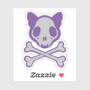 Sticker Crâne de chat personnalisable et os croisés