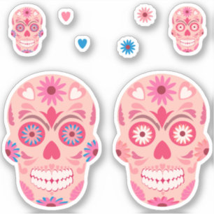 Sticker Crâne de sucre rose
