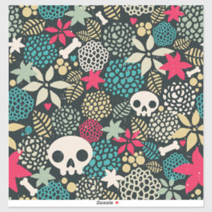 Sticker Crâne en fleurs