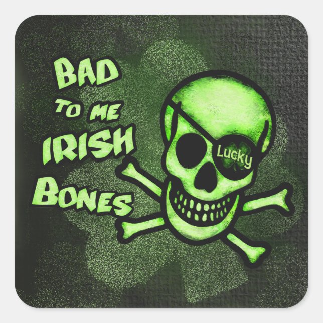 Sticker crâne irlandais Pirate de la fête de la Sa (Devant)