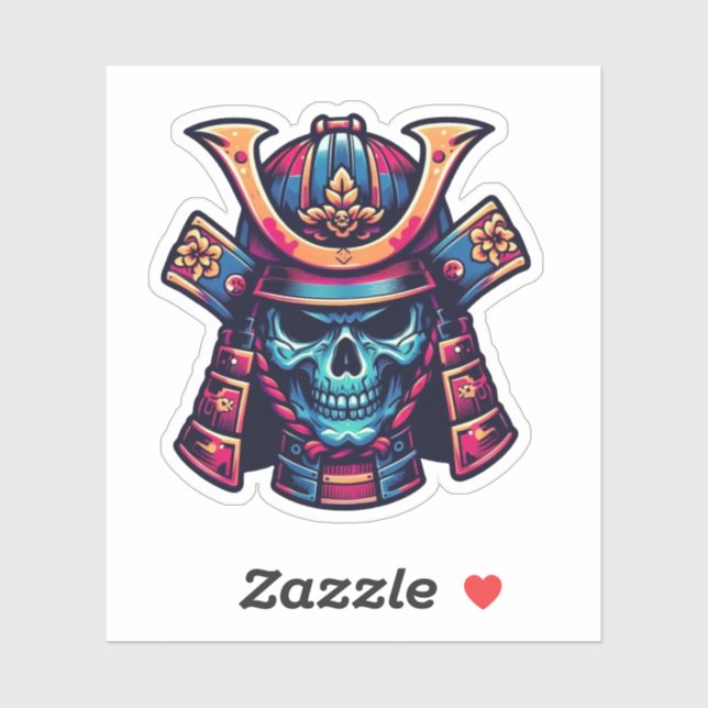 Sticker Crâne japonais Samurai (Feuille)